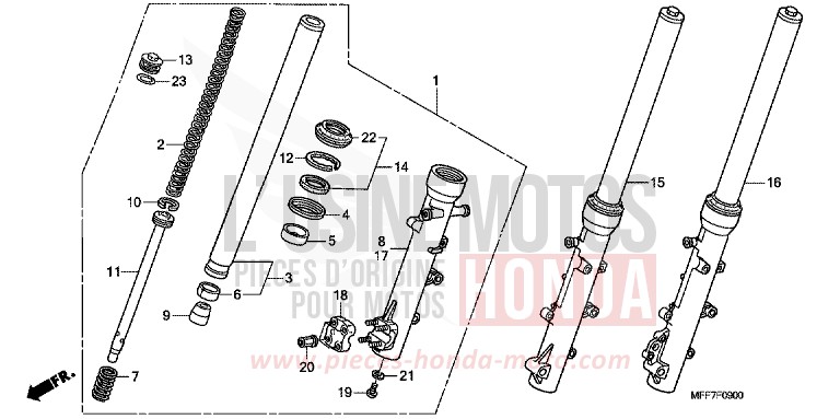 FRONT FORK for TRANSALP ABS SHASTA WHITE (NH138) from 2011